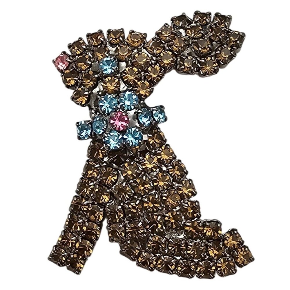 Brown Chocolate, Brown Rhinestone Rabbit, Bunny Lapel, Tie Pin J514